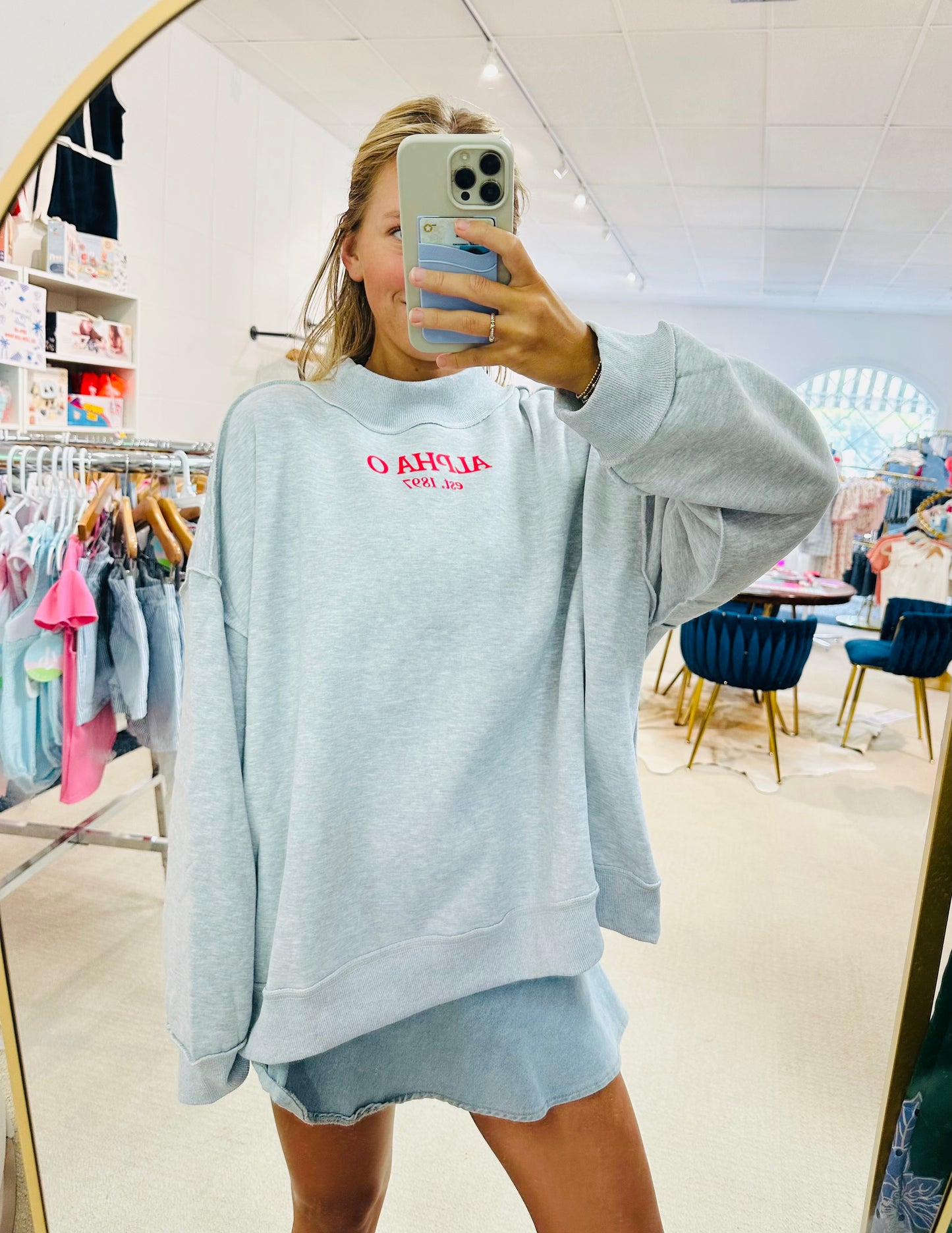 Sorority Chapter Mockneck Sweatshirt: Alpha Gamma Delta