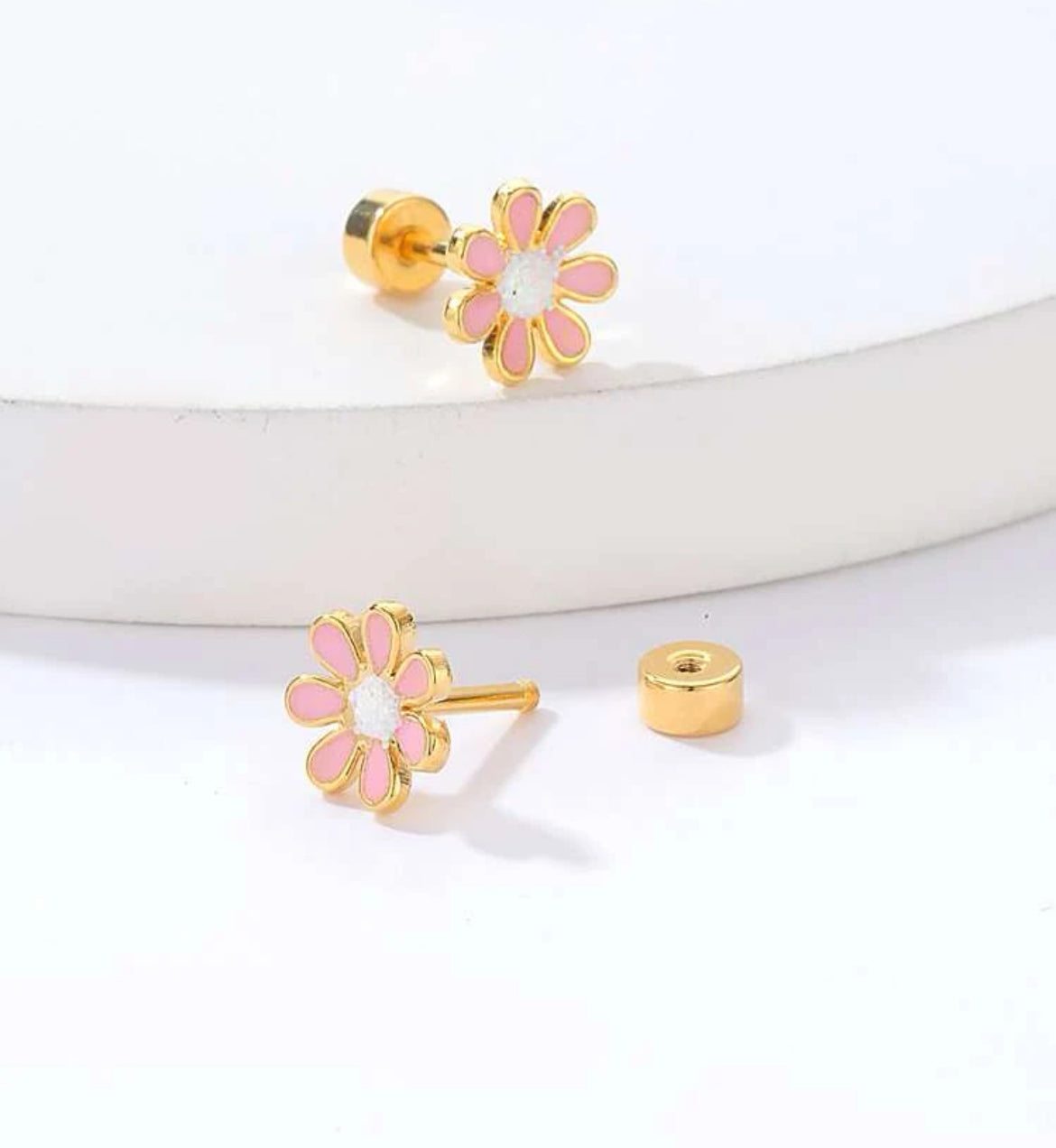 Flower Child screw-back stud earrings for Sensitive Ears