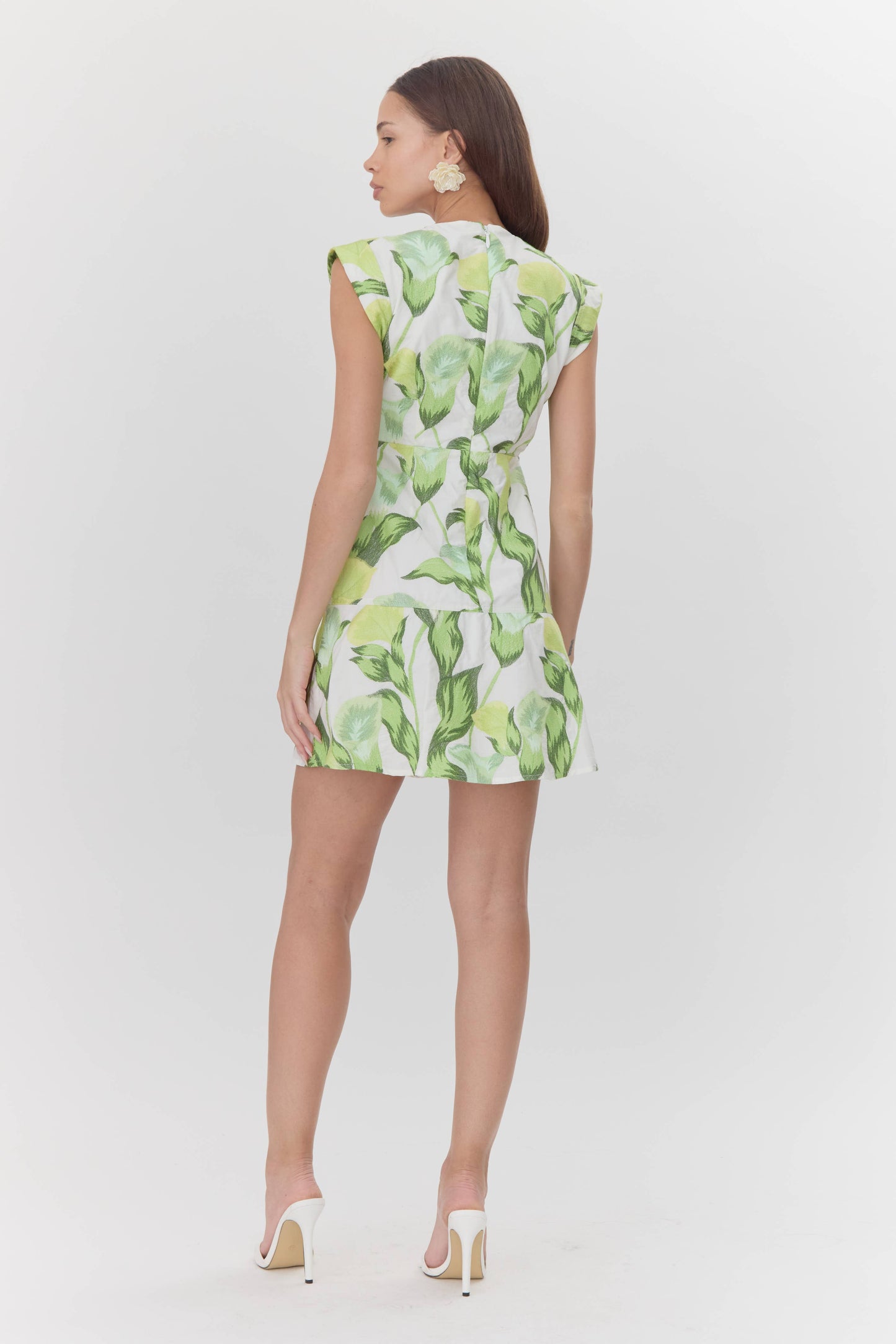 Eloise Twist Front Embroidered Tiered Mini Dress