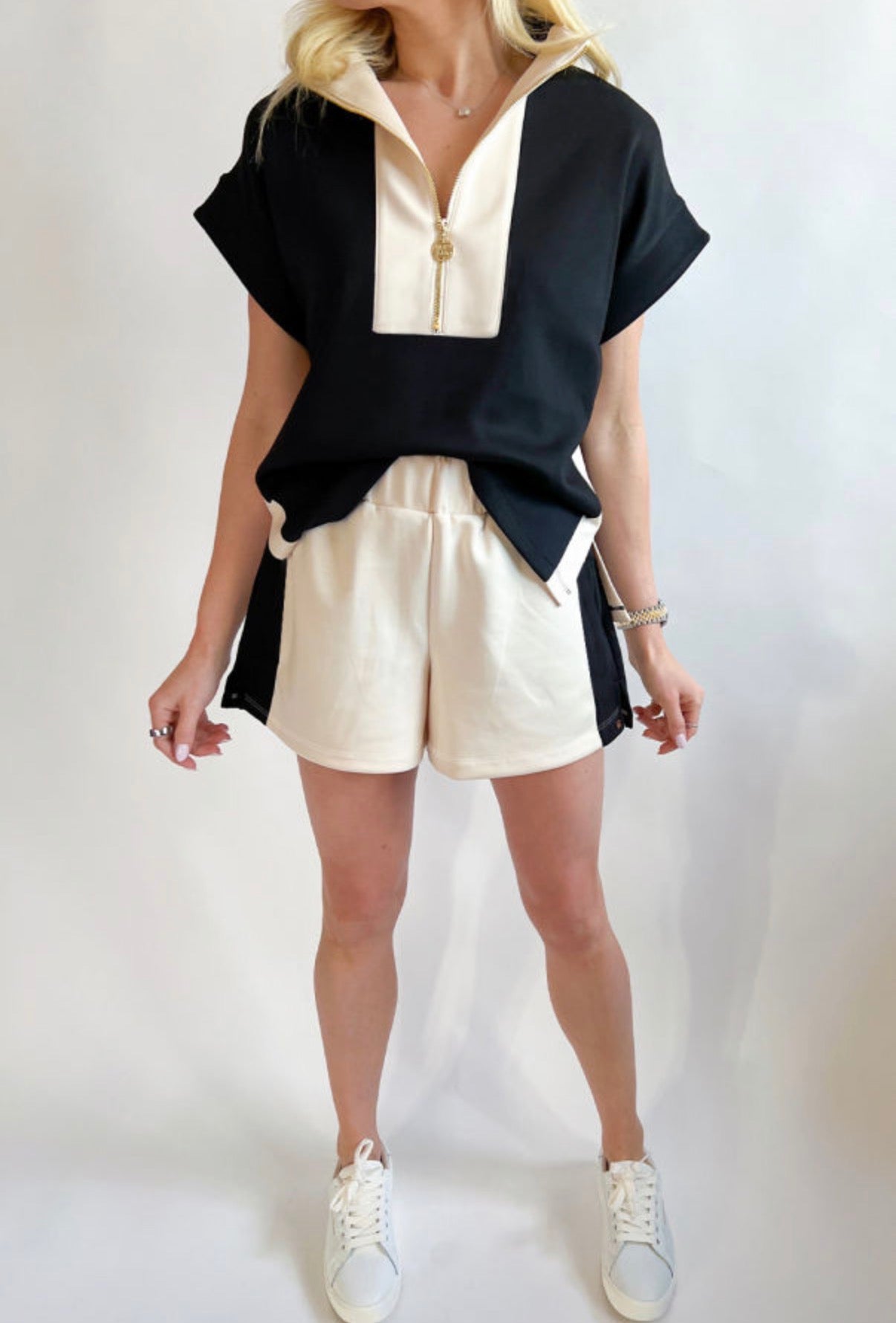 Black Cream shorts set