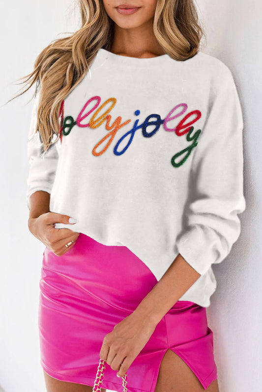 Holly Jolly Merry & Bright Round Neck Casual Christmas Sweater