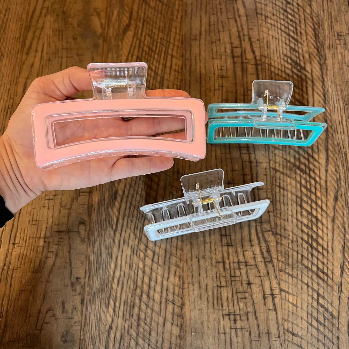Large candy colored clear clip
