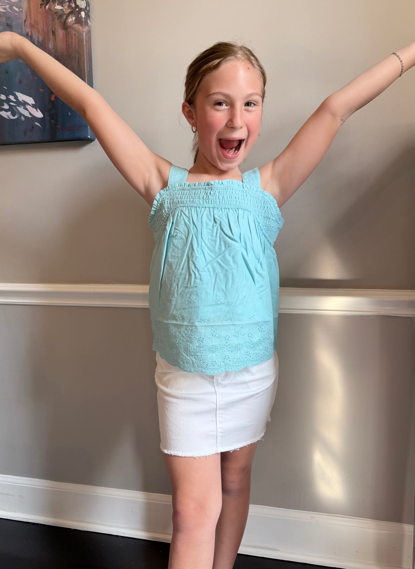Tractr Girls - mini fray hem skirt / white