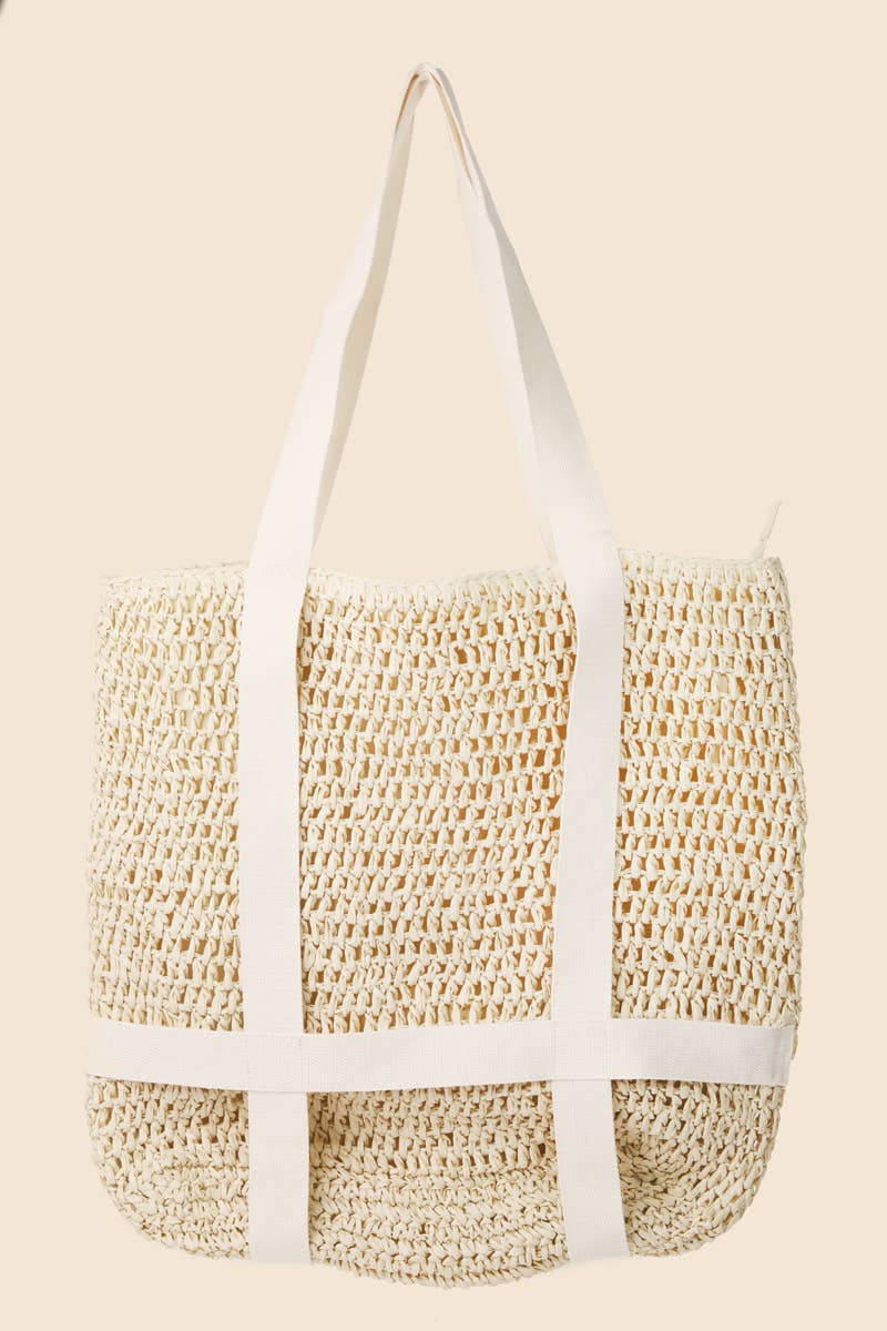 Straw Braided Hat Carrier Tote Bag: BE