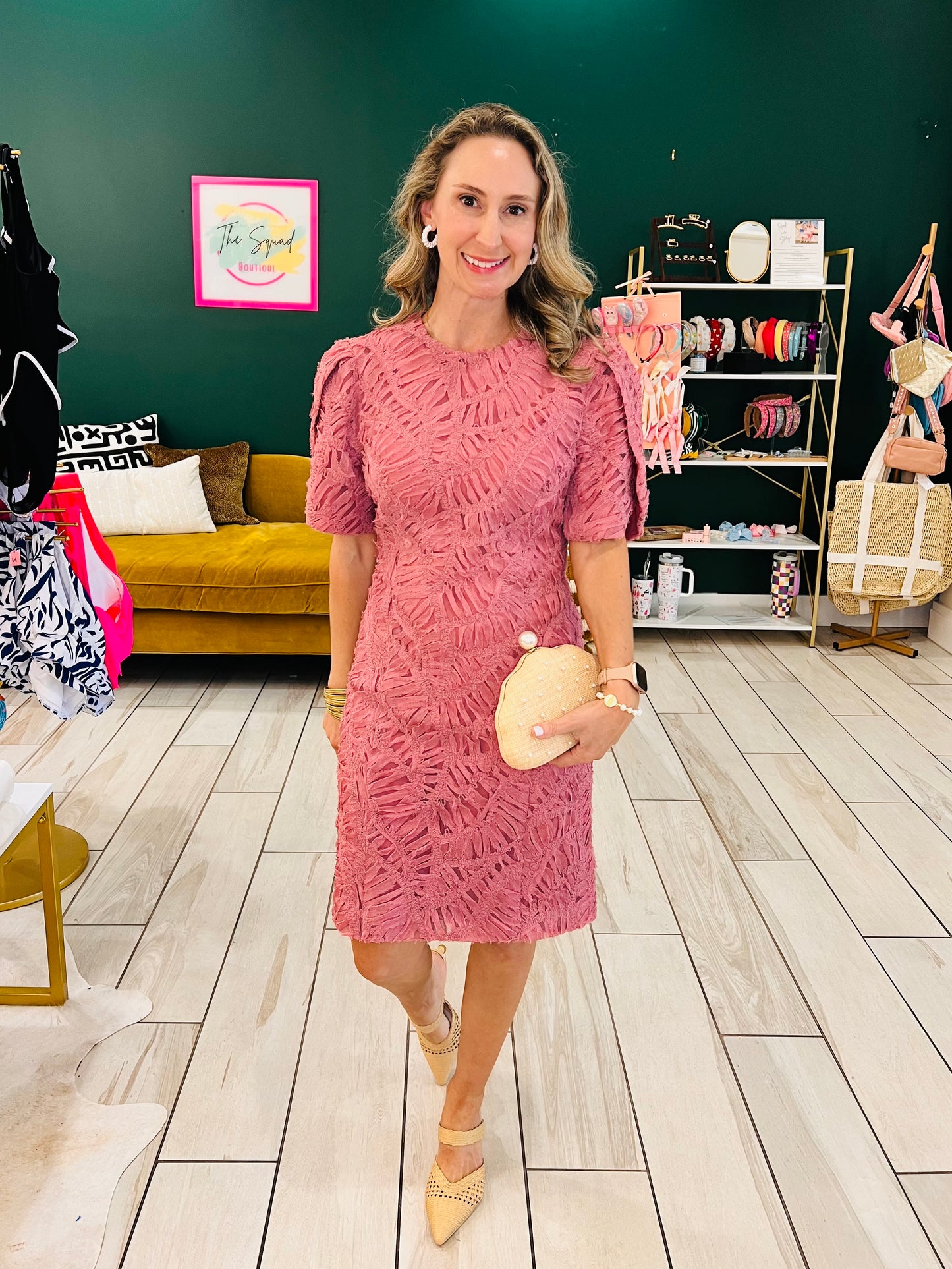 Adelyn Rae: Janice 3D Lace Mini Dress: Rose
