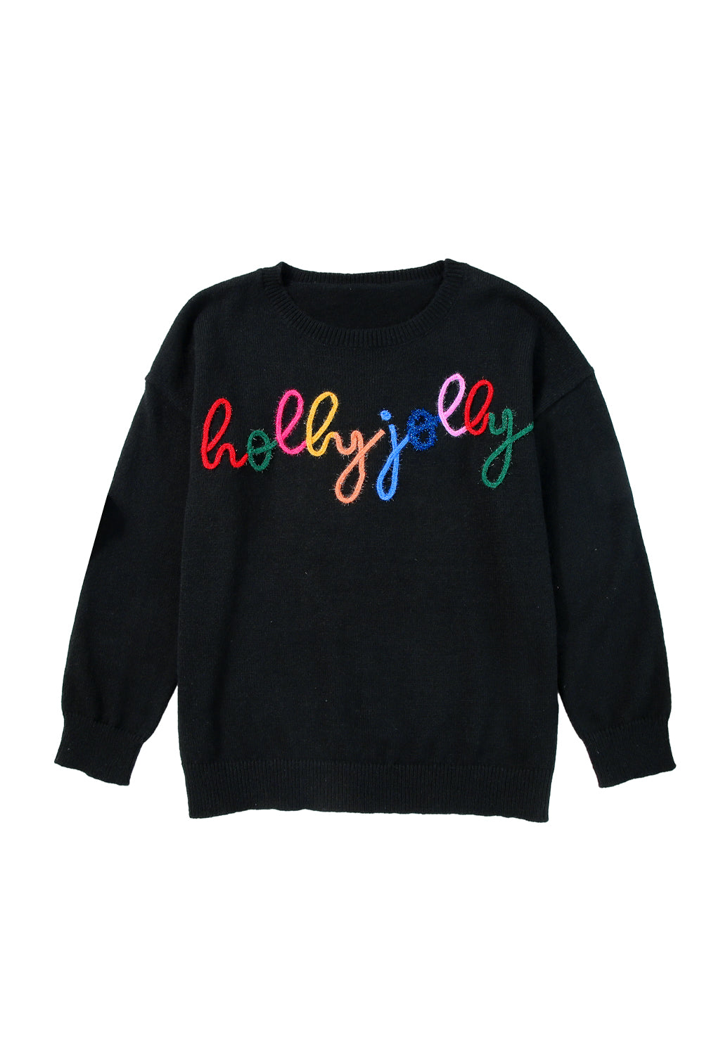 Holly Jolly Merry & Bright Round Neck Casual Christmas Sweater