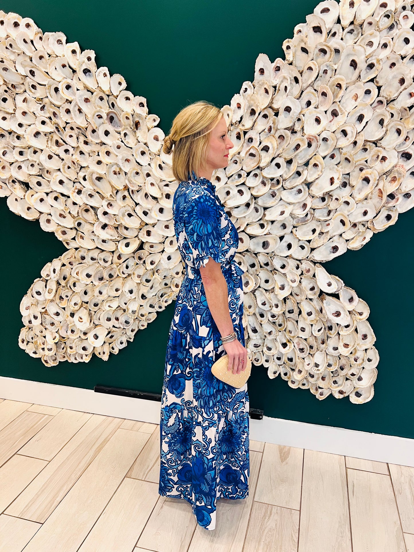 The Celie blue floral dupe dress