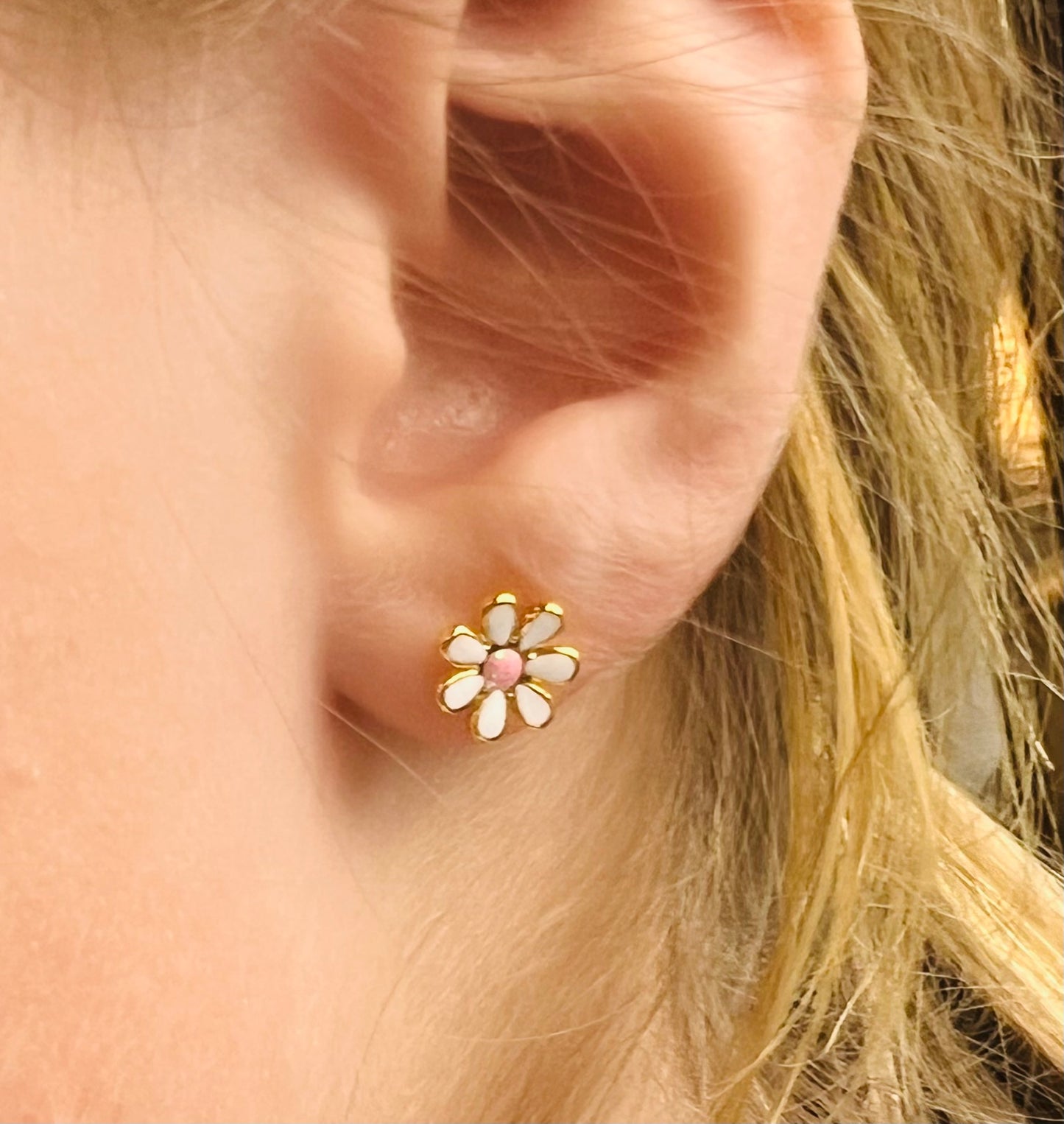 Flower Child screw-back stud earrings for Sensitive Ears