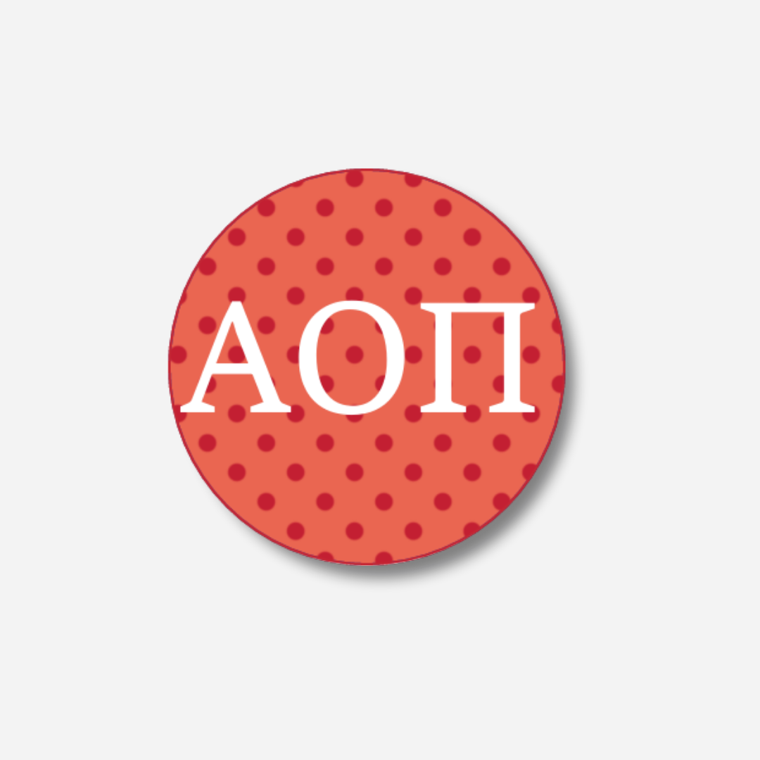 Alpha Omicron Pi Button Pin: Polka Dots