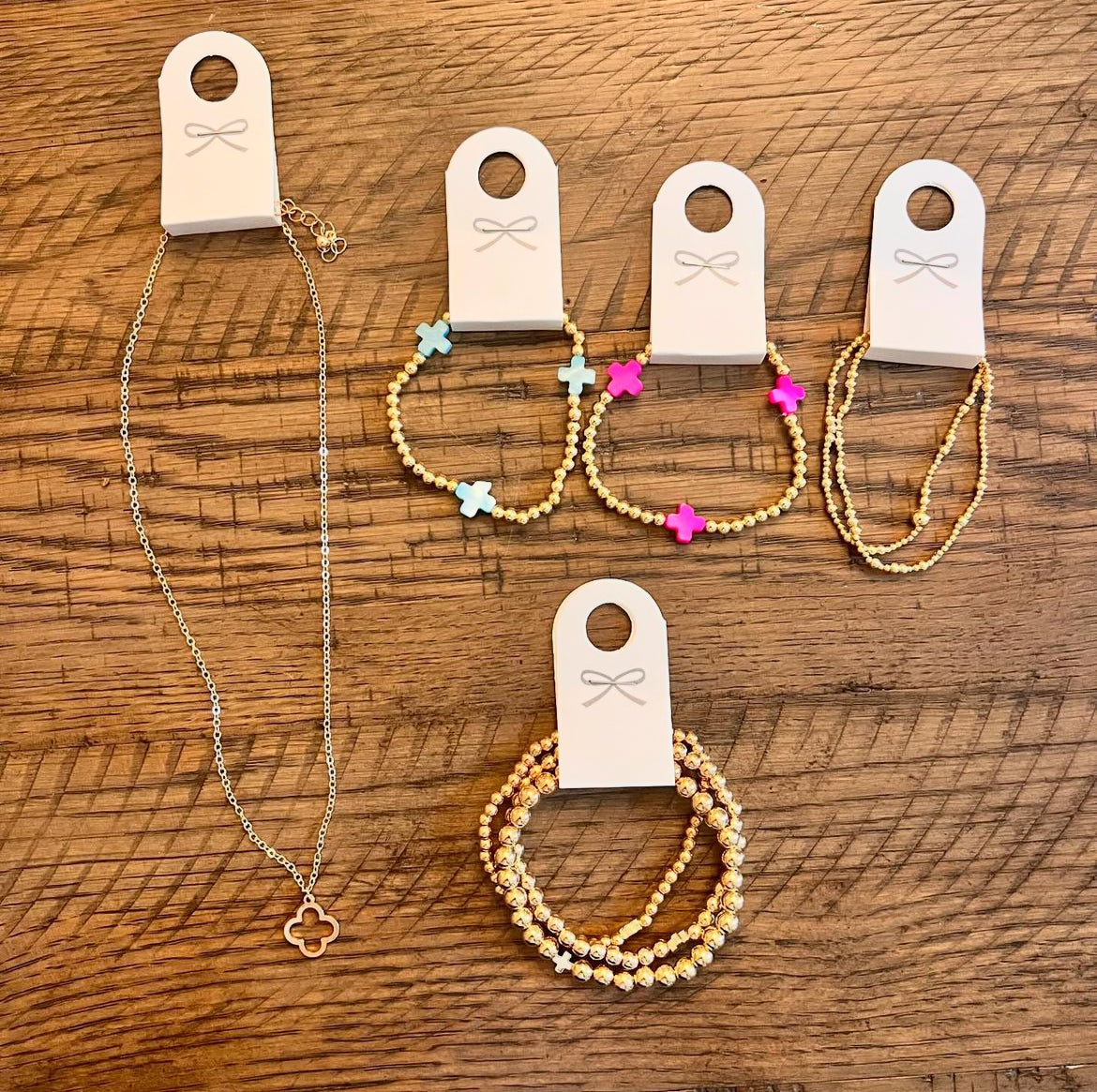 18k gold plated gold bracelet set of 2