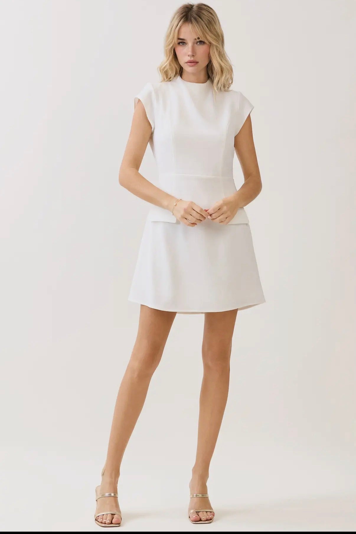 TCEC mock neck cap sleeve dress