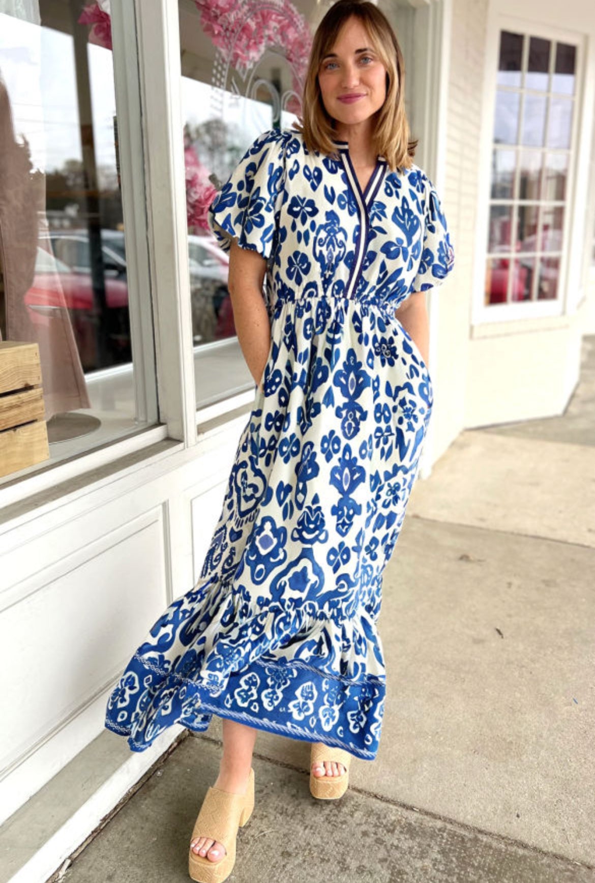 The Zoe cobalt floral dress
