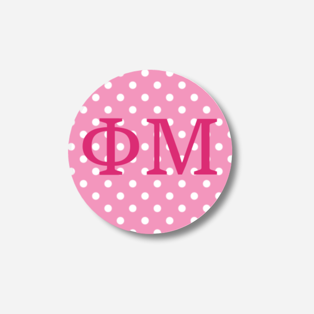 Phi Mu Dots Button Pin: Polka Dots
