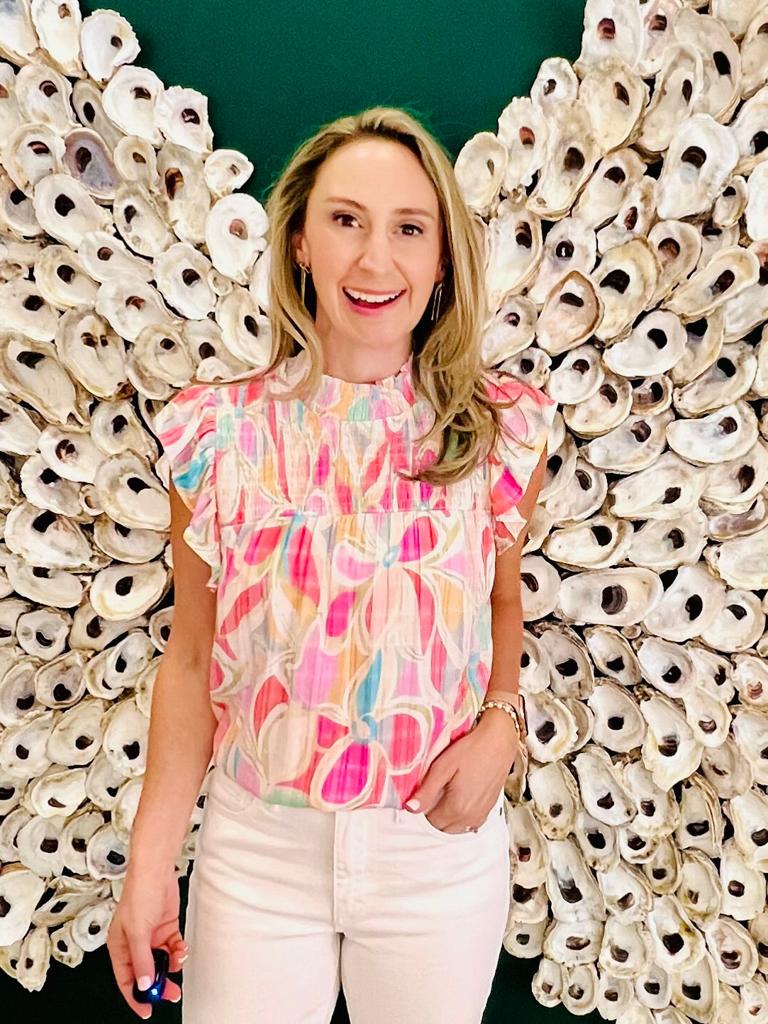 The Sara pastel abstract floral blouse