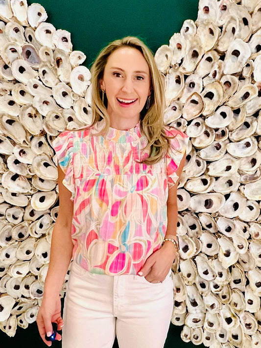 The Sara pastel abstract floral blouse