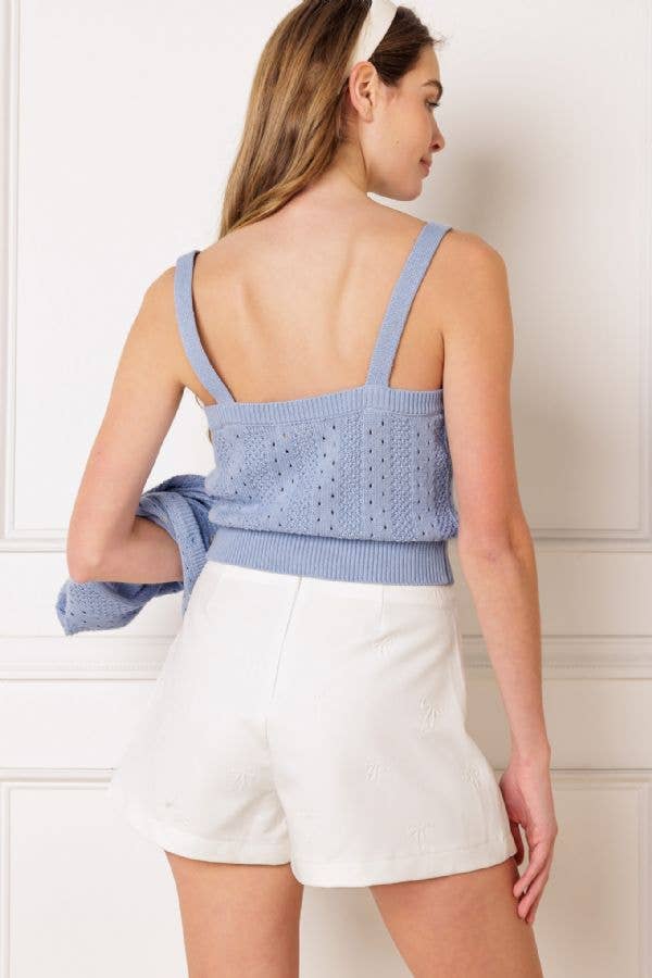 Bow embossed woven skort