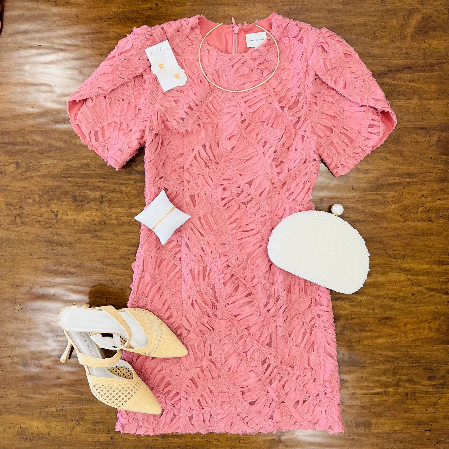 Adelyn Rae: Janice 3D Lace Mini Dress: Rose
