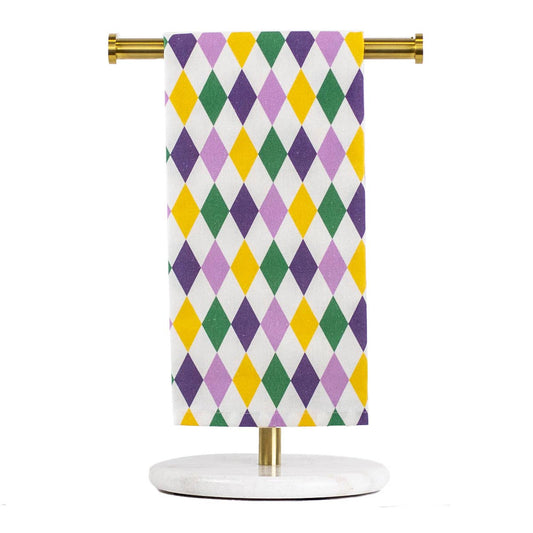 Mardi Gras  Harlequin Hand Towel   White/Multi   20x28