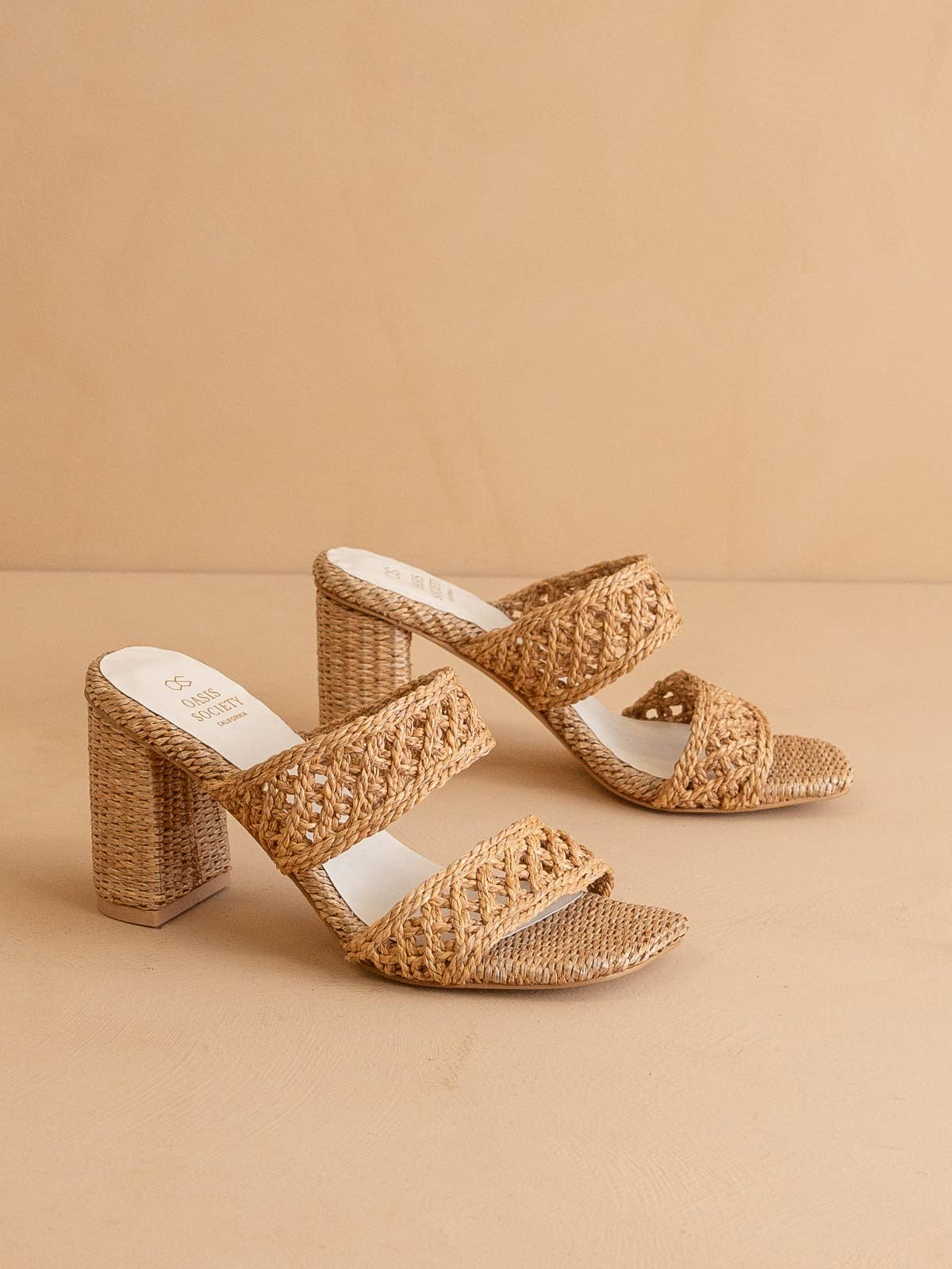 The Barbara Camel | Woven Double Band Heel: CAMEL