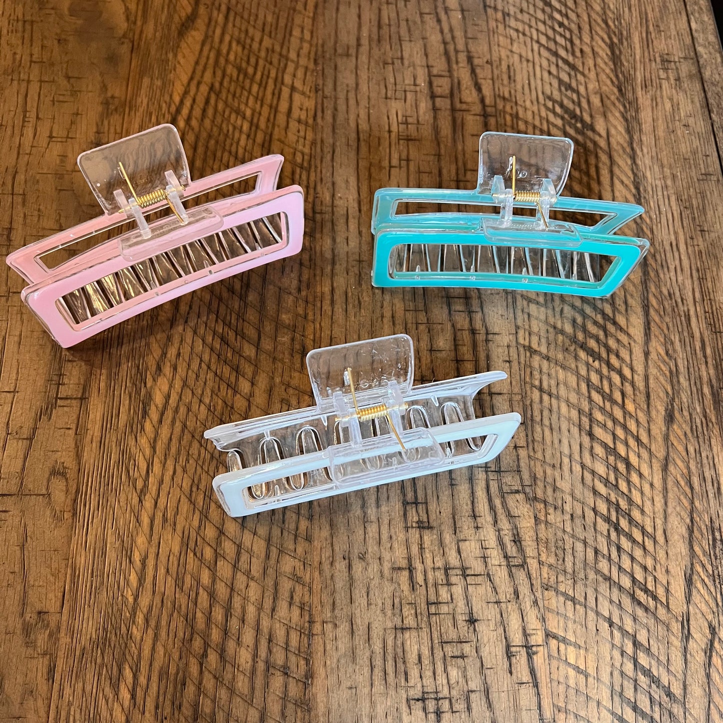 Large candy colored clear clip