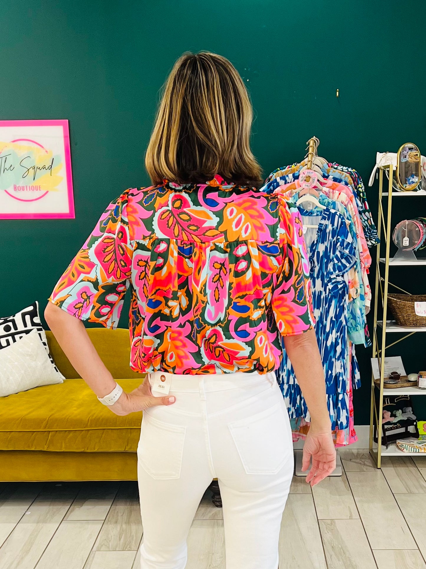 Orange abstract blouse