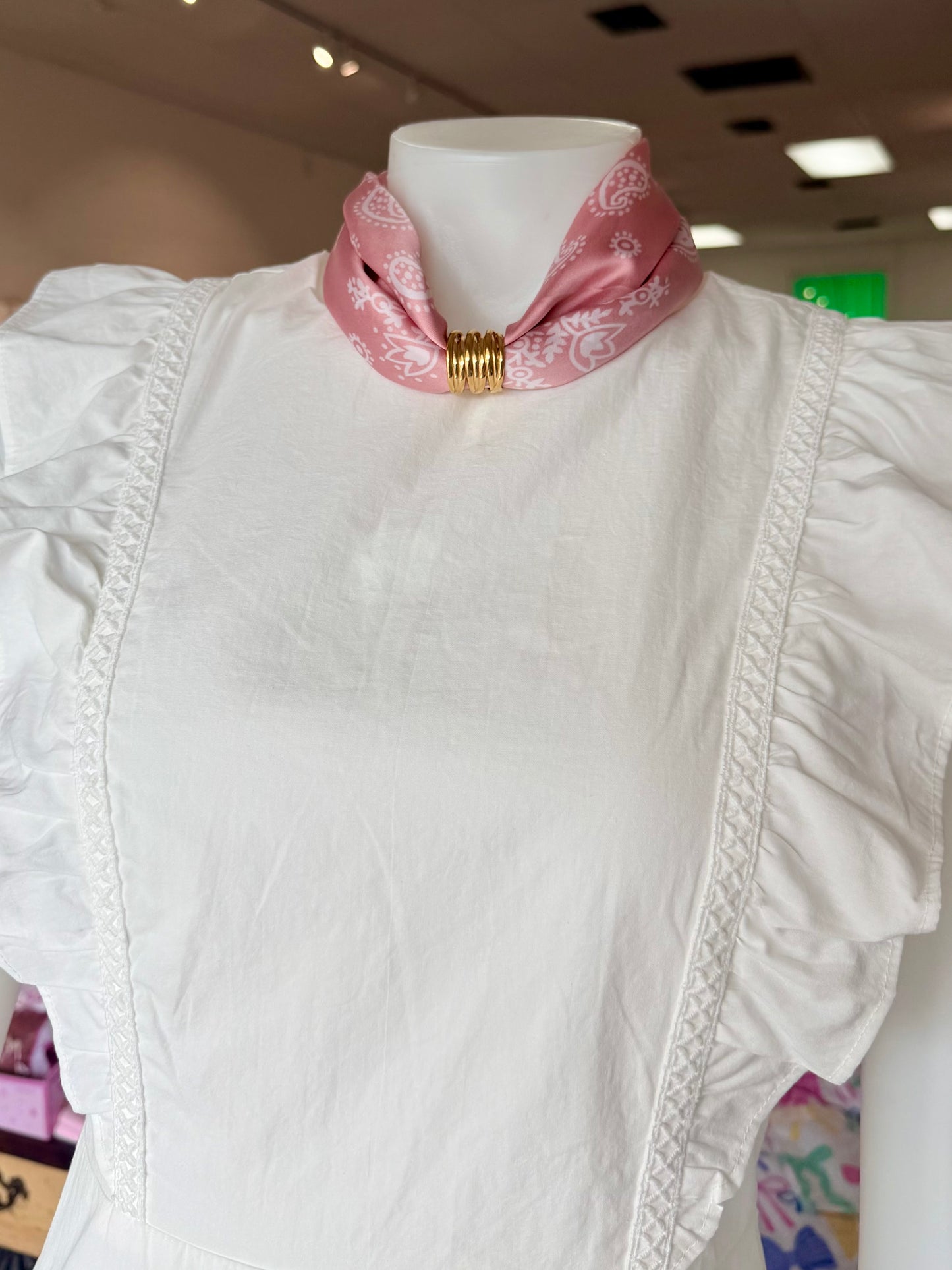 Mulberry Collective scarf with ring / cuff - light pink : gold ring cuff