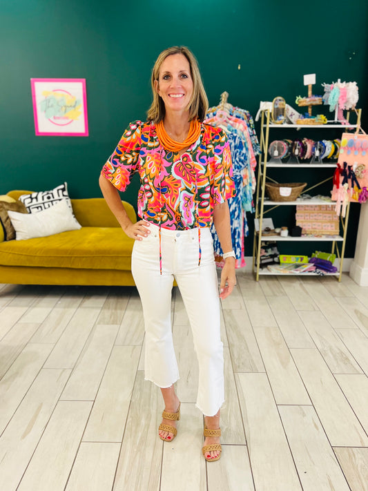 Orange abstract blouse