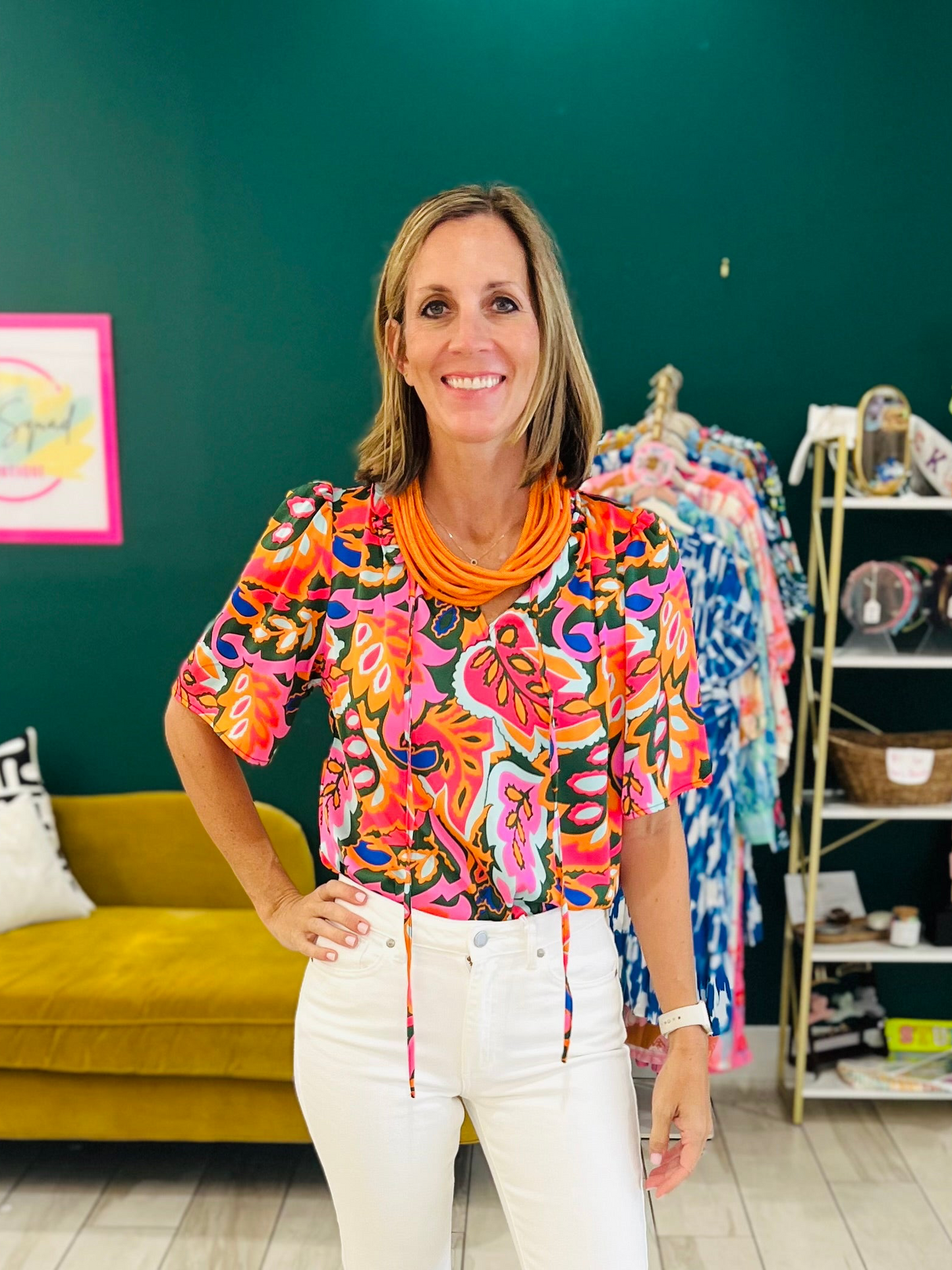Orange abstract blouse