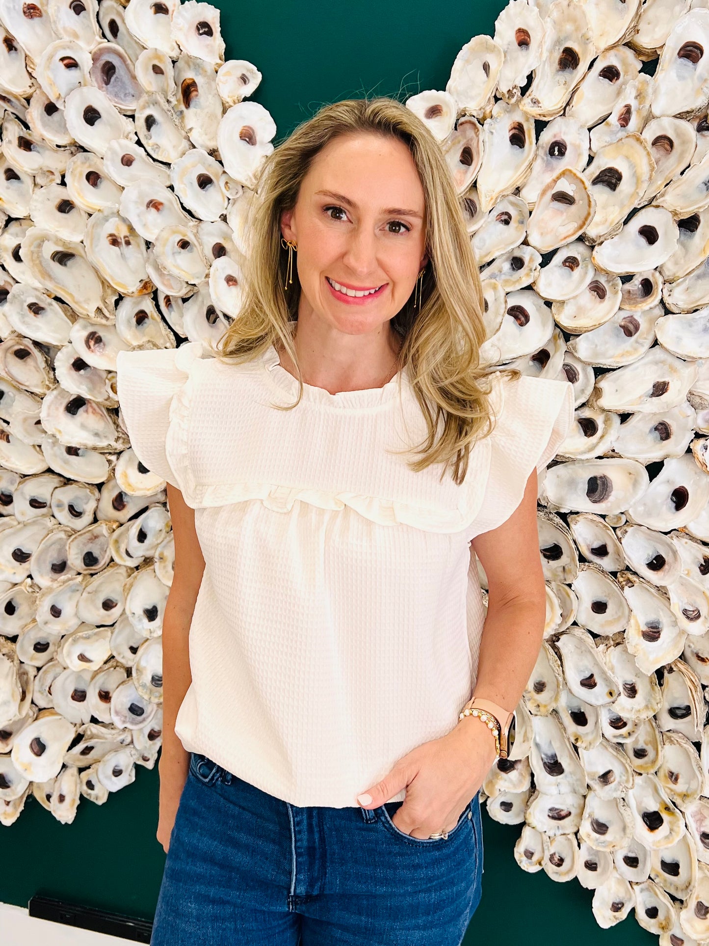 The Leila textured cream blouse