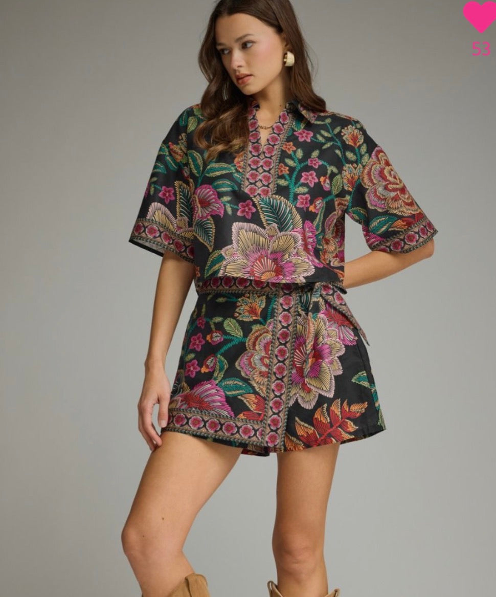 Entro Botanical skort set: Black