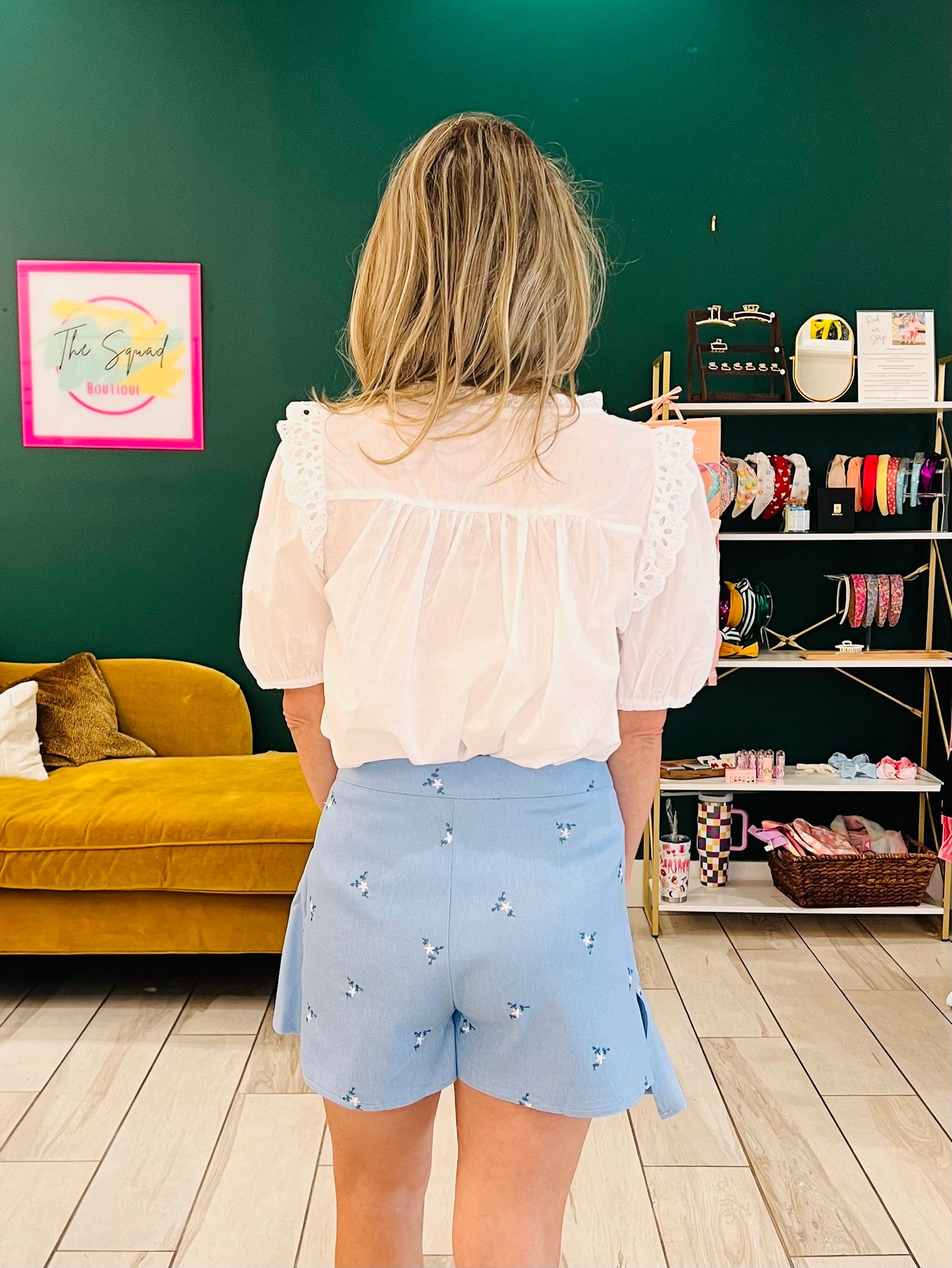 The Christa cotton eyelet tie neck blouse