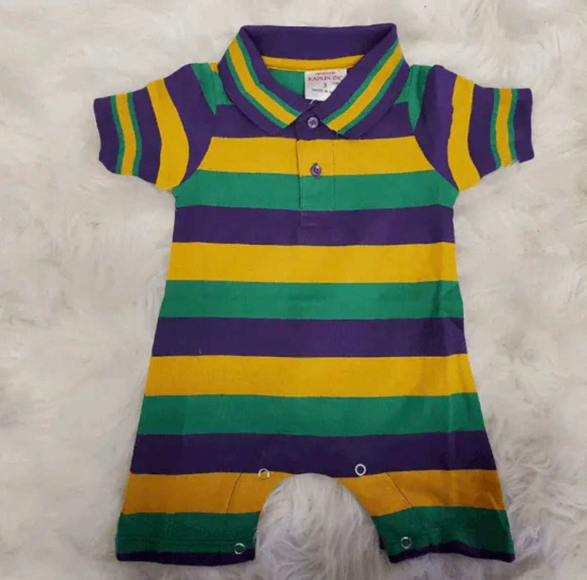 Kaplin Ink Mardi Gras Romper (size 24m - runs large)