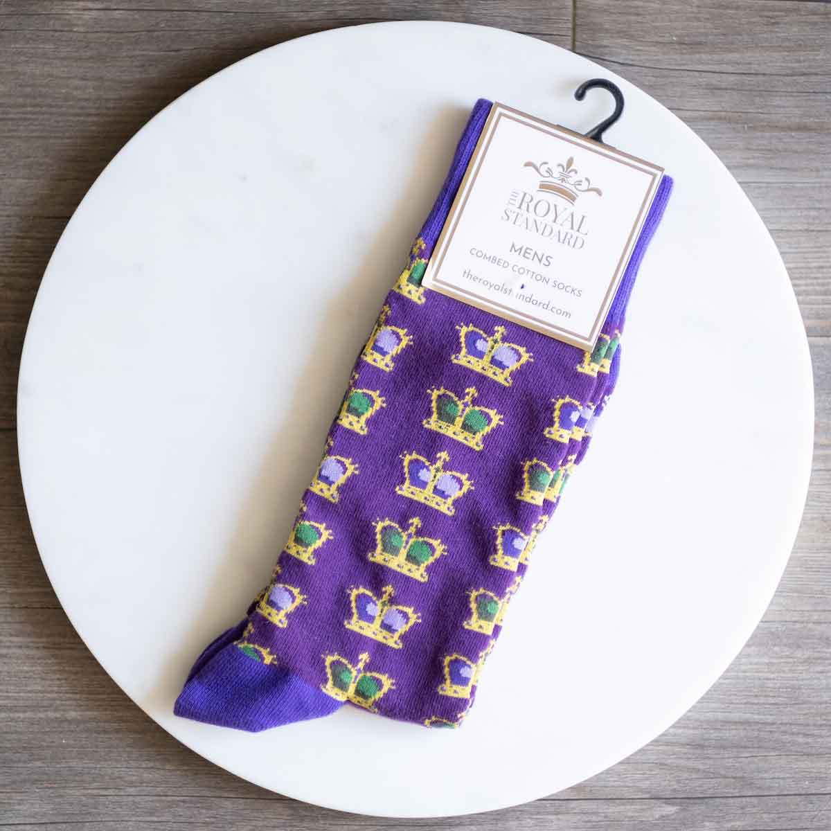 Men's King Crown Socks Purple/Green/Yellow One Size