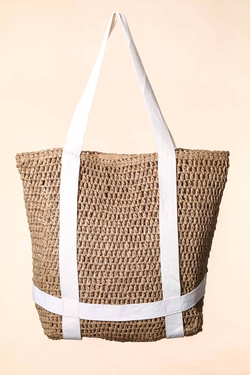 Straw Braided Hat Carrier Tote Bag: BE