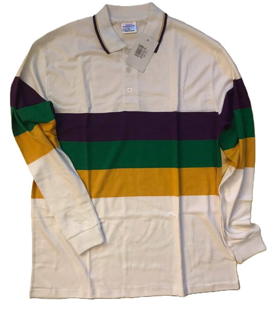 White collar Mardi Gras MG Child Polo # 288: Small
