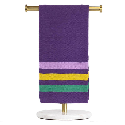 Mardi Gras Stripe Jacquard Hand Towel   Purple/Green/Yellow   20x28