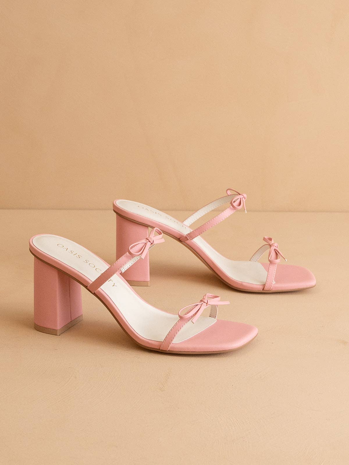 The Wendy | Pink Double Strap Bow Heels: PINK