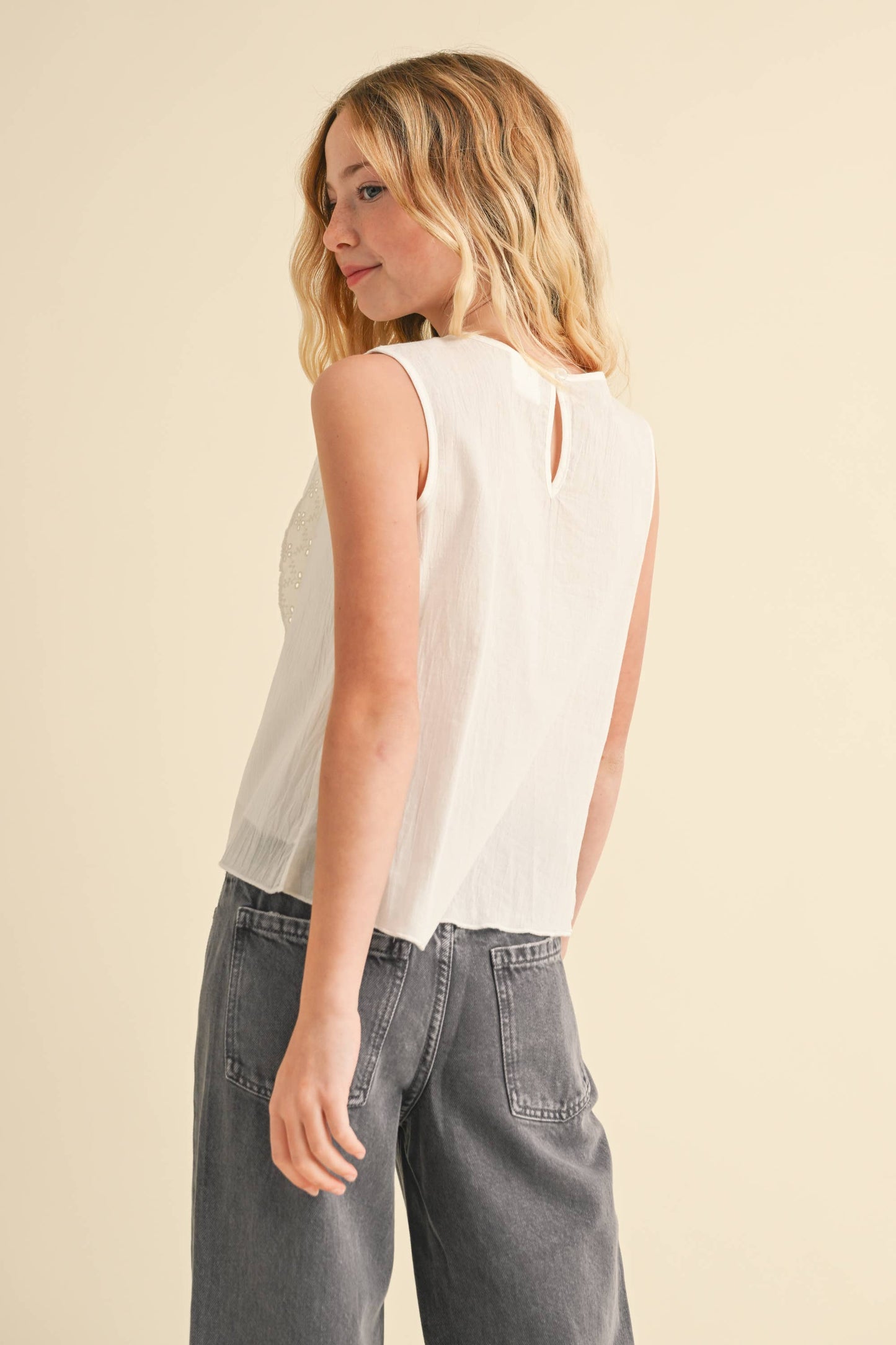 heart and arrow - TWEEN GIRLS KIDS SLEEVELESS COTTON TULIP TOP