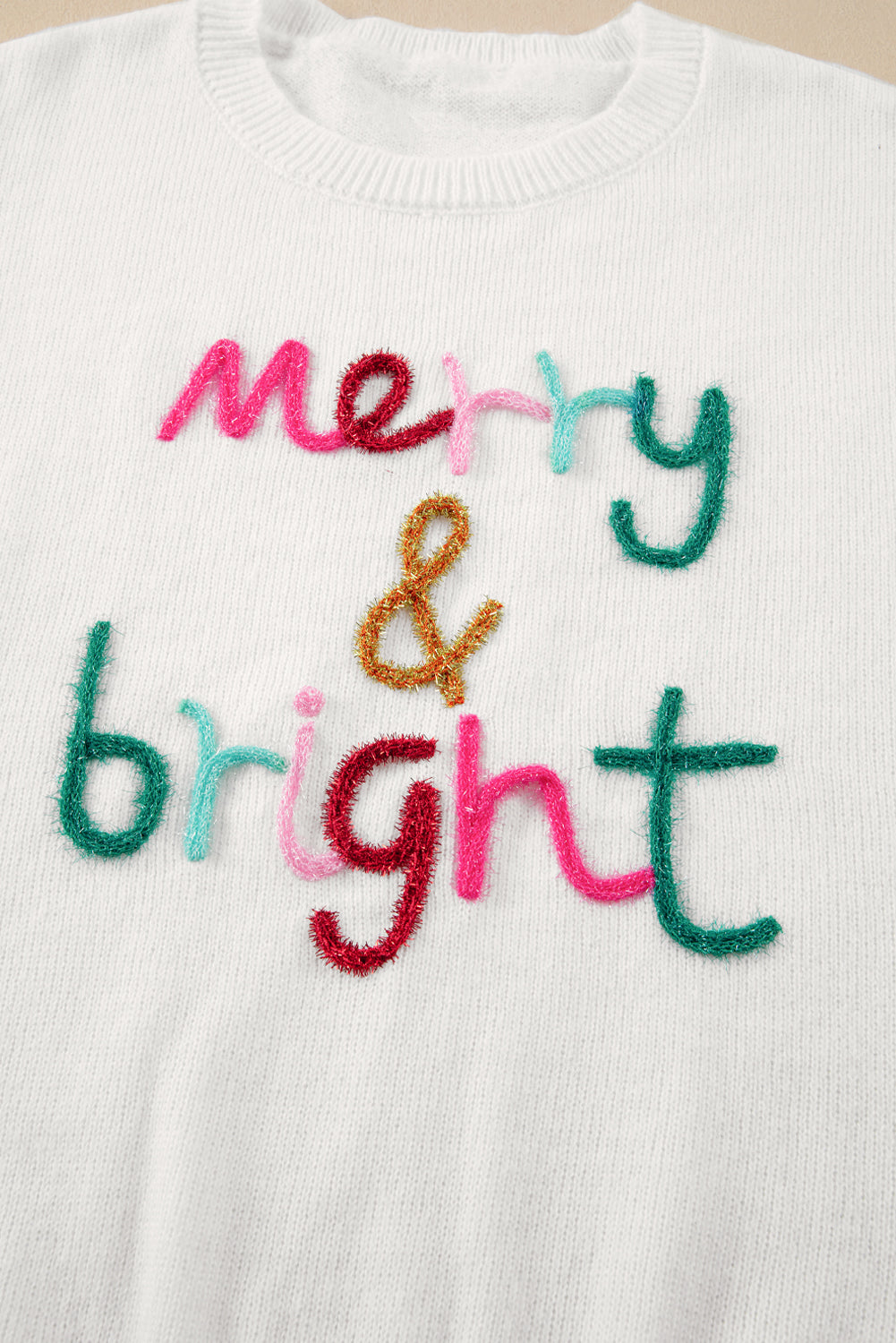 Holly Jolly Merry & Bright Round Neck Casual Christmas Sweater