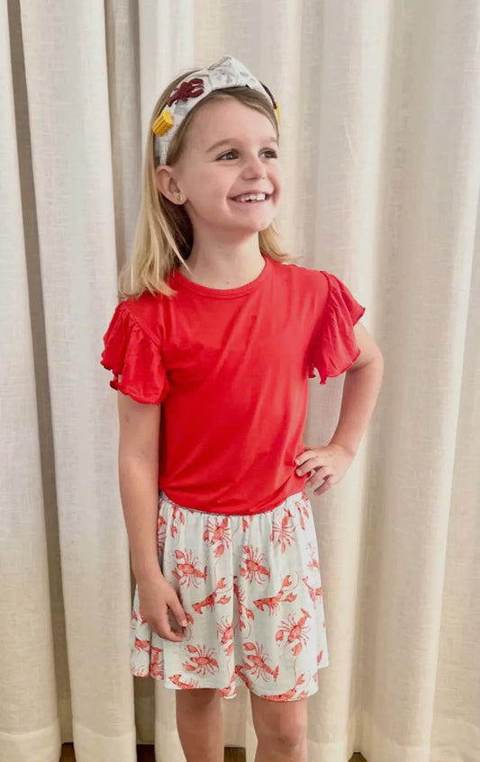 Red Ruffle Cap Sleeve tee