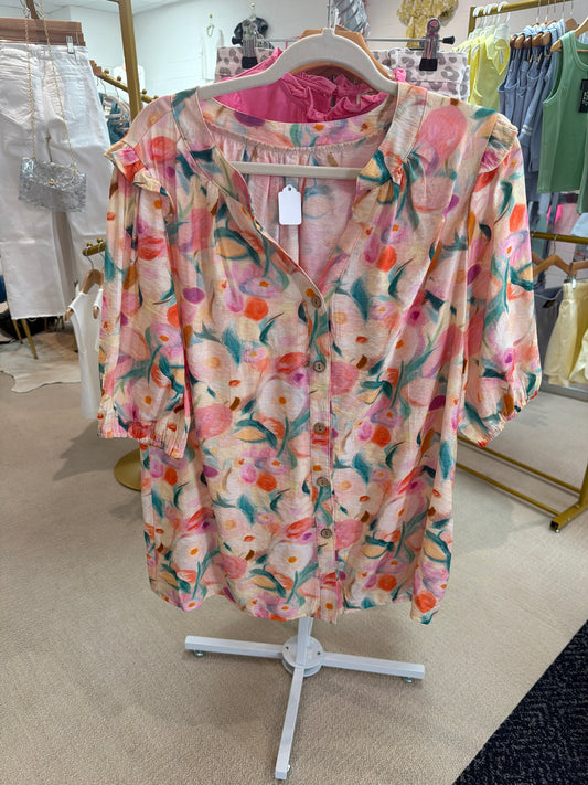 Watercolor floral blouse