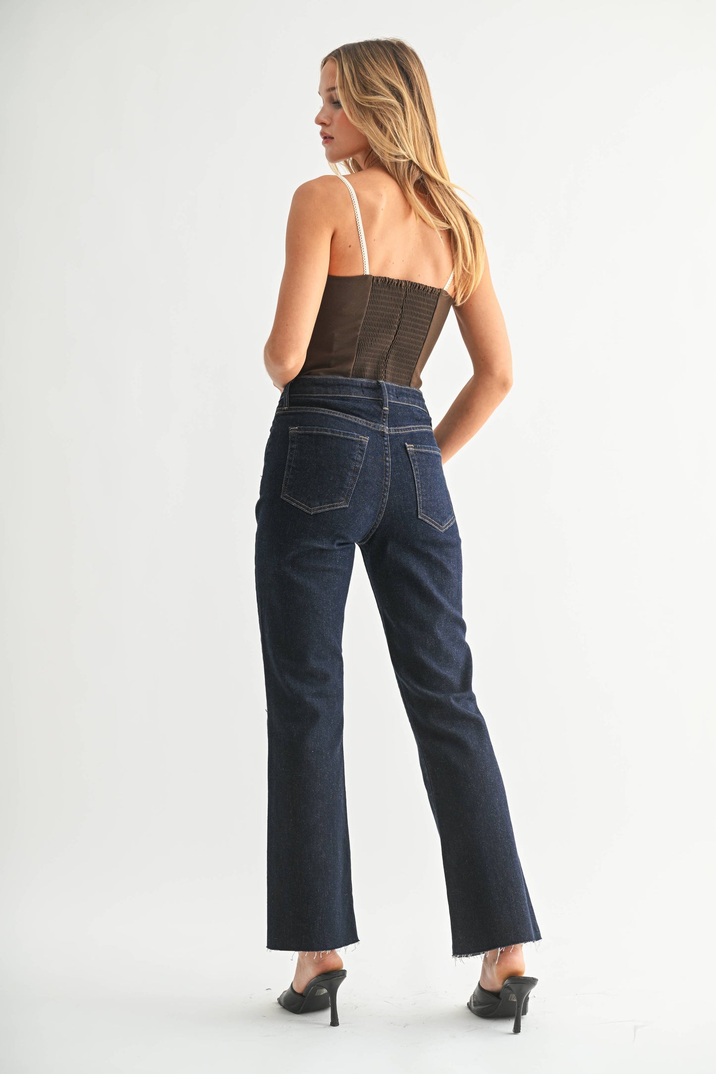 Just Black Denim: Dark - Cropped Flare (Tall)