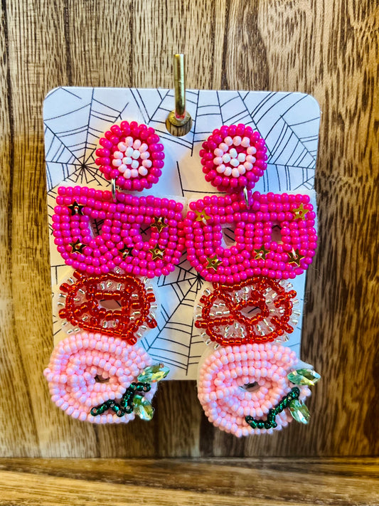 PINK BOO beaded earrings