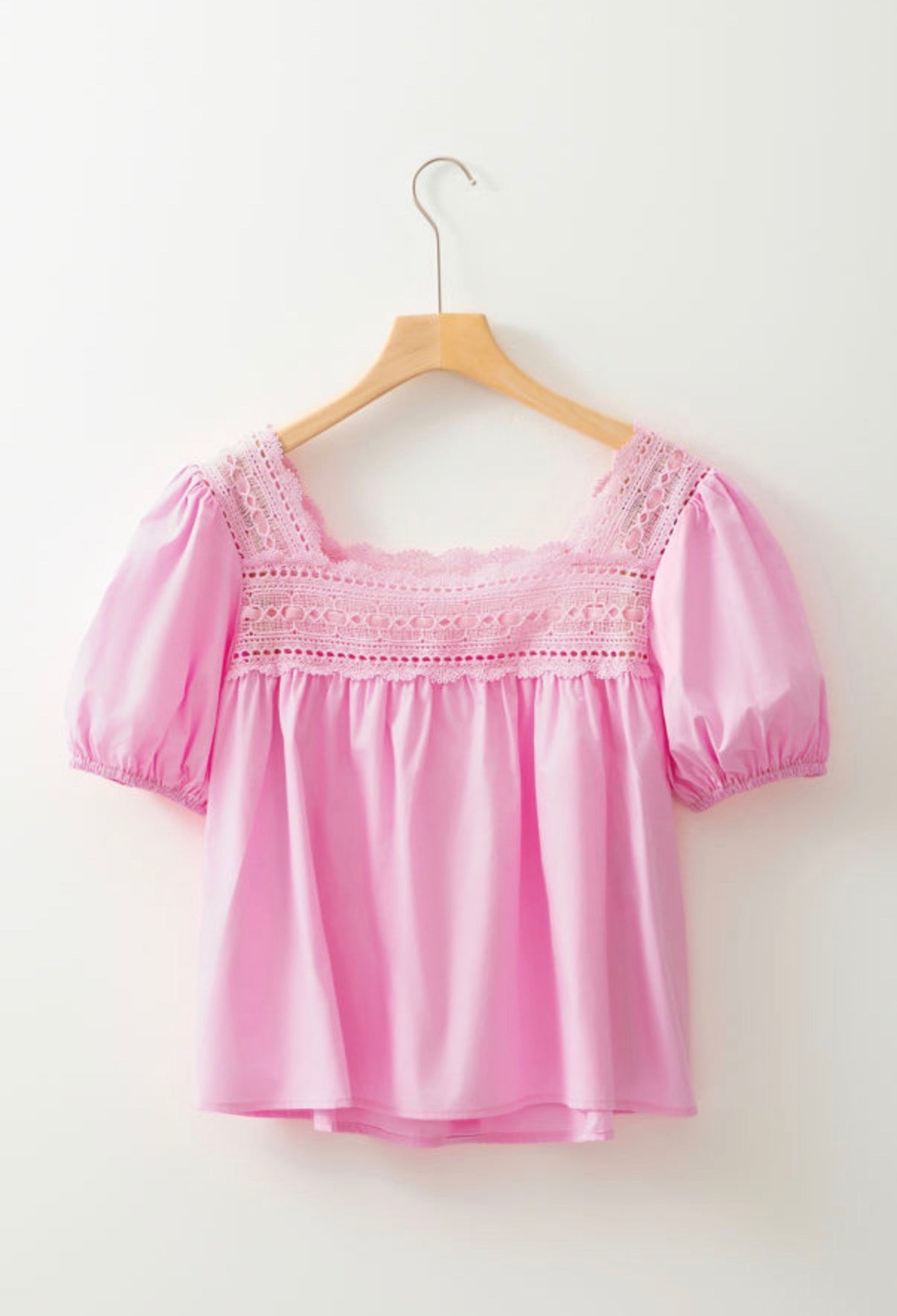 100% cotton lace trim button down blouse