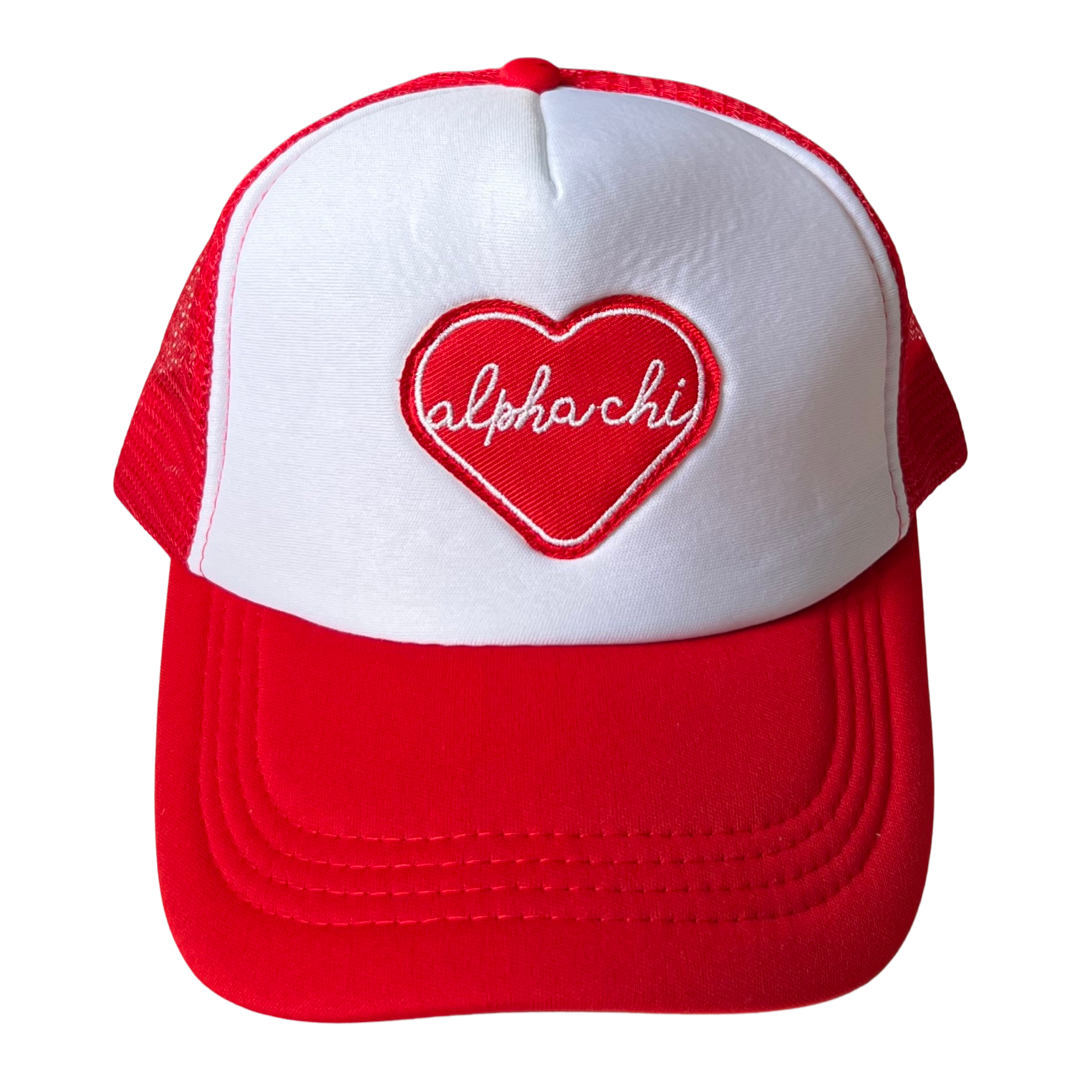 Sorority Whole Lotta Love Heart Trucker Hat: ALPHA GAMMA DELTA