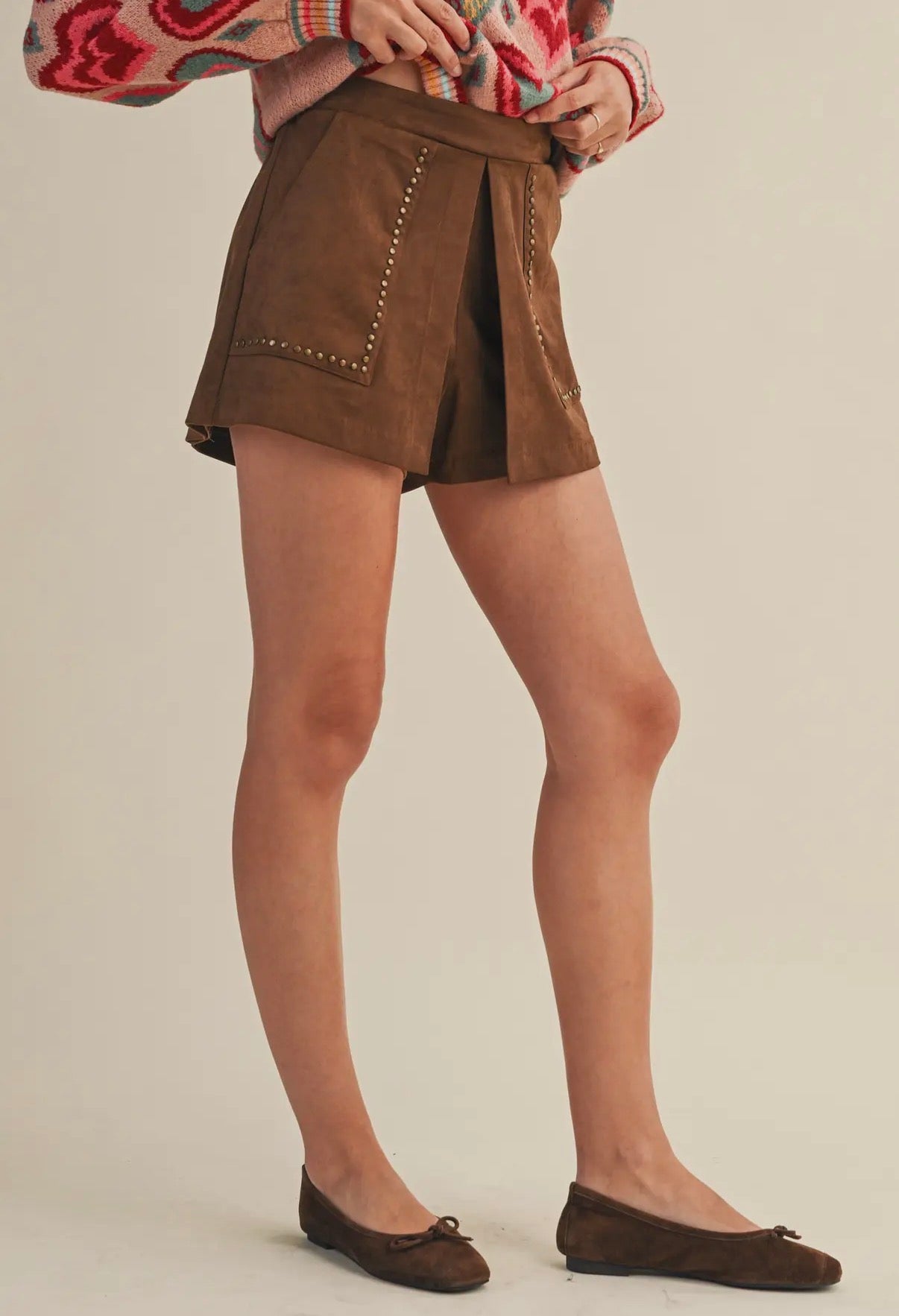 Studded High Waist Skort