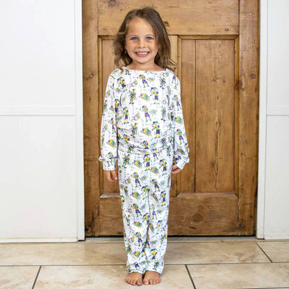 Kid's Mardi Jester Long Sleeve Pajamas   White/Multi   -Asst.: 3T