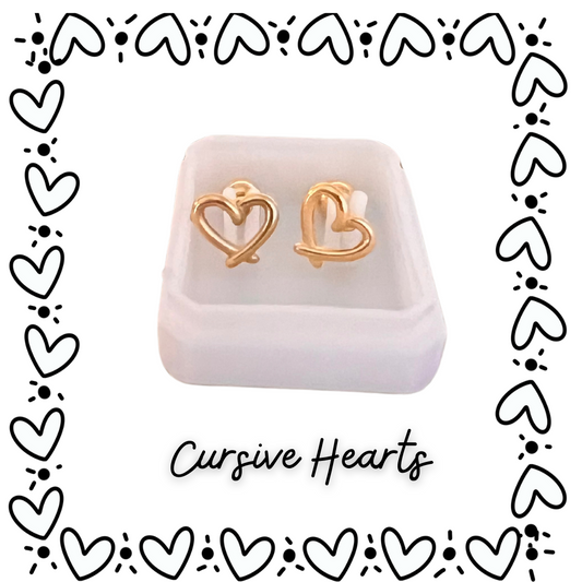 Cursive Hearts Sensitive Screw-back earrings