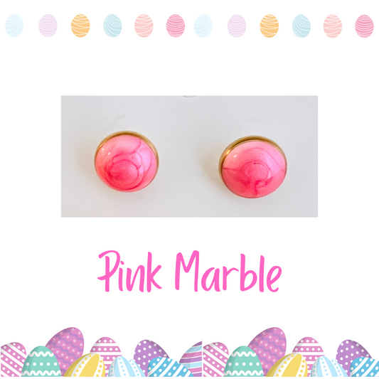 Pink Marble Sensitive Screw-back earrings