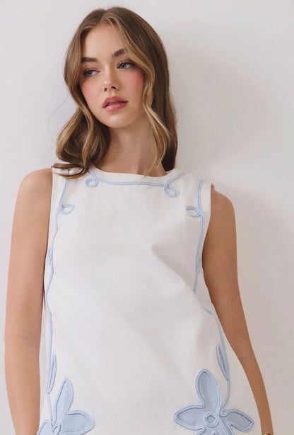 TCEC floral appliqué shift mini dress